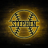 Custom Baseball Metal Wall Art With Led Light, Personalized Baseball Player Name Sign Decoration For Room, Baseball Metal Led Decor,baseball